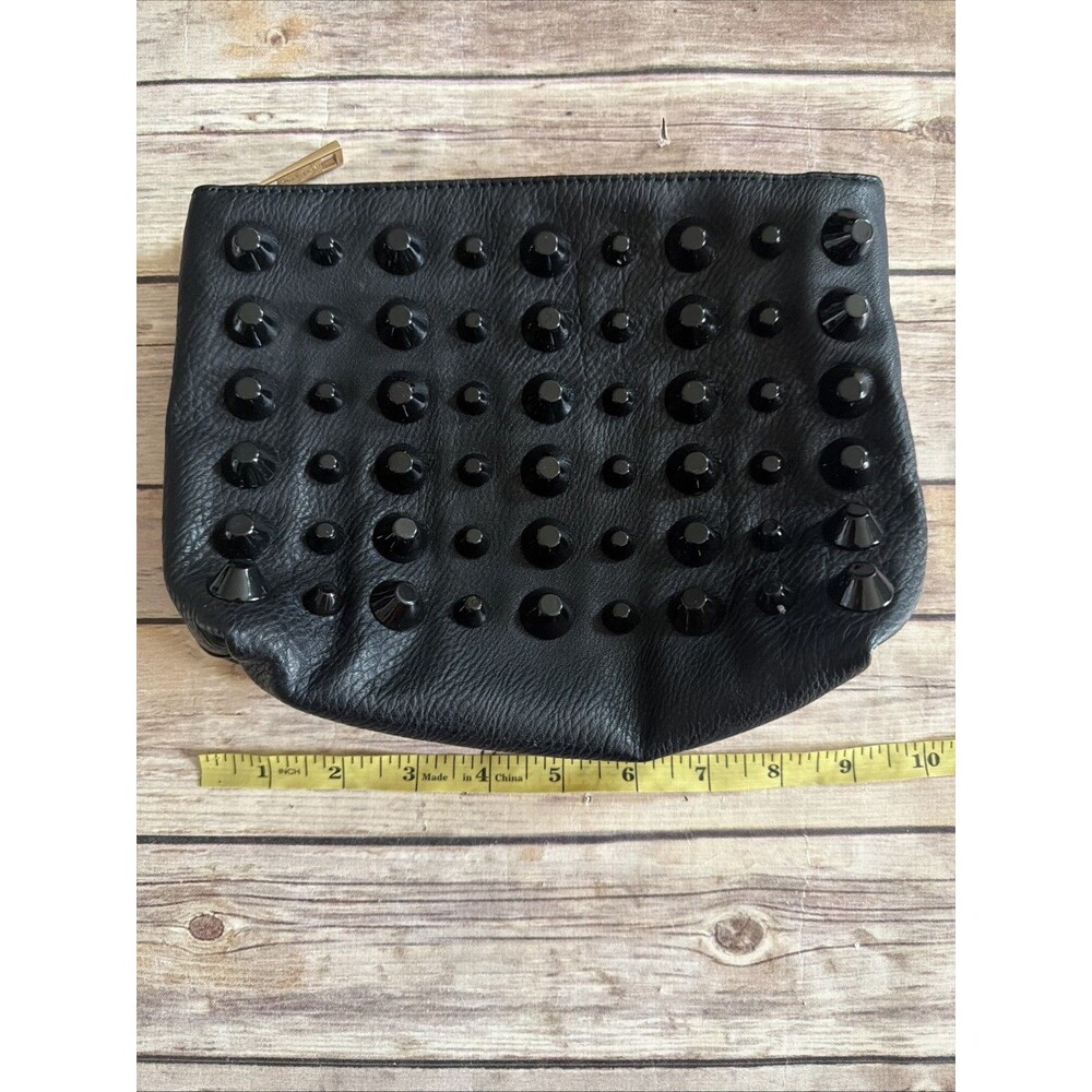 Traci Lynn Women's Clutch Stud and Chic Black Lined Zipped  7"H x 9.5 W